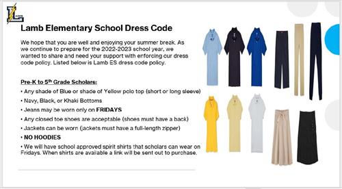 Dress Code info for 22-23 school year