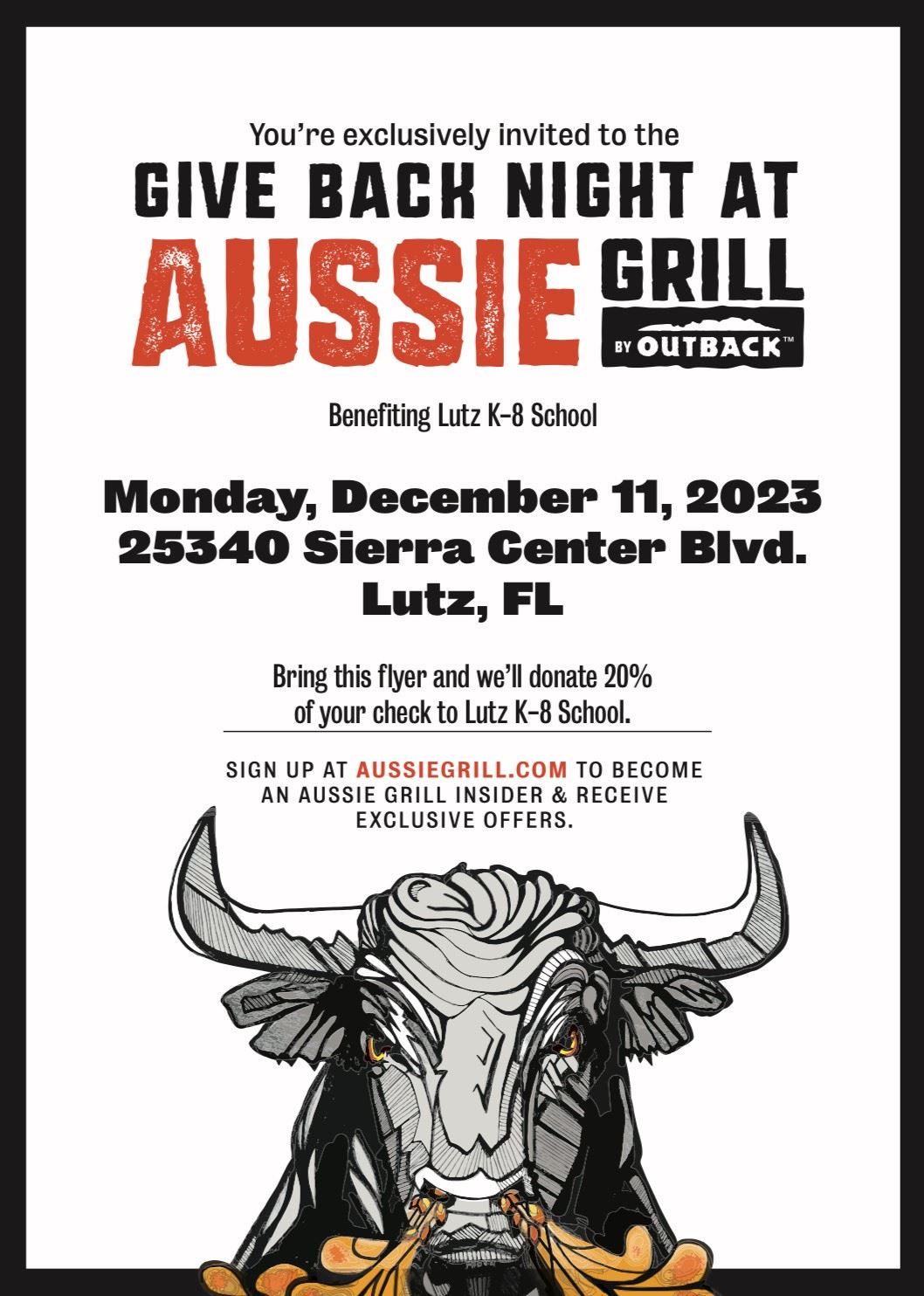  Aussie Grill Spirit Night Flyer