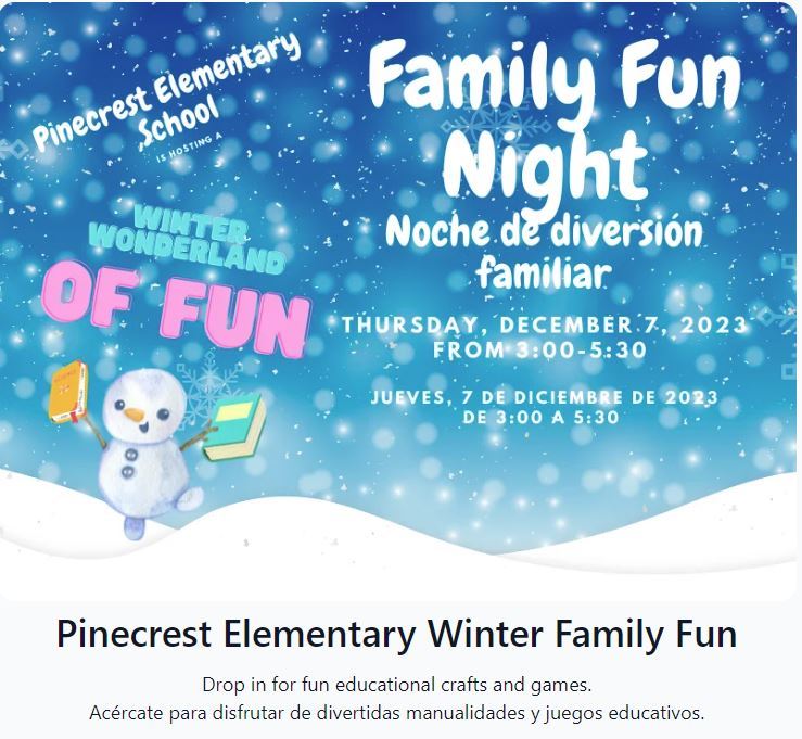  Dec. 7th Family Fun Night Information