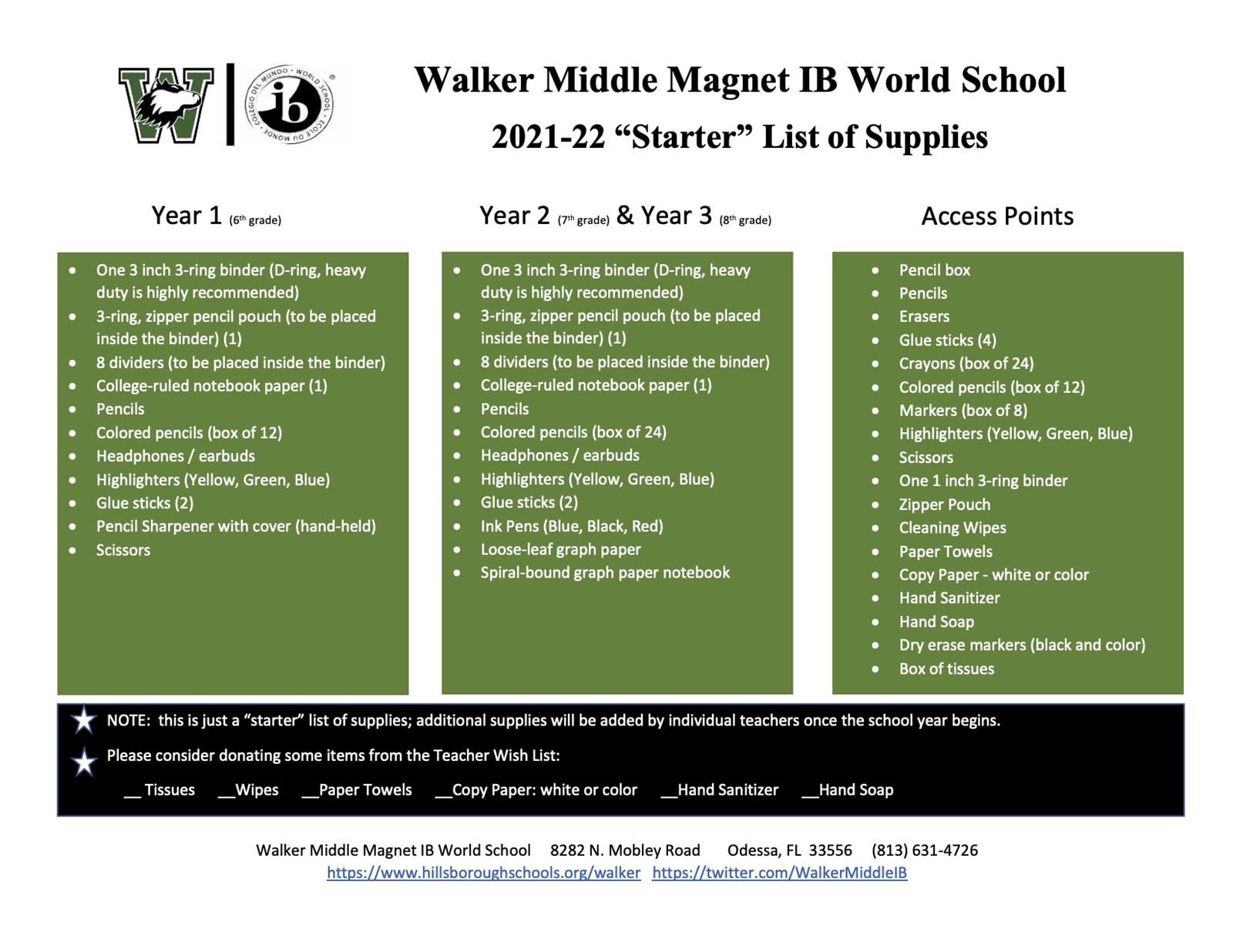 Supply List 21 22 Supply List 21 22