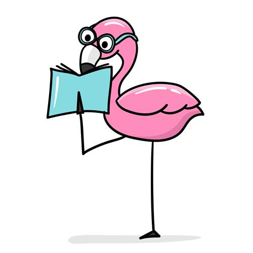 Flamingo Reading a Book