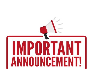  important announcement spelled out in red letters
