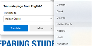 select the appropriate language from the edge options menu