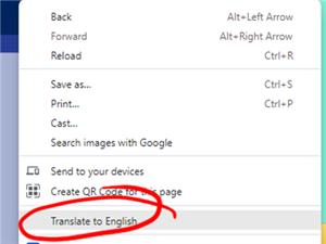 Chrome right click menu translation option