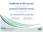 Image of Certificate of PBIS Success 