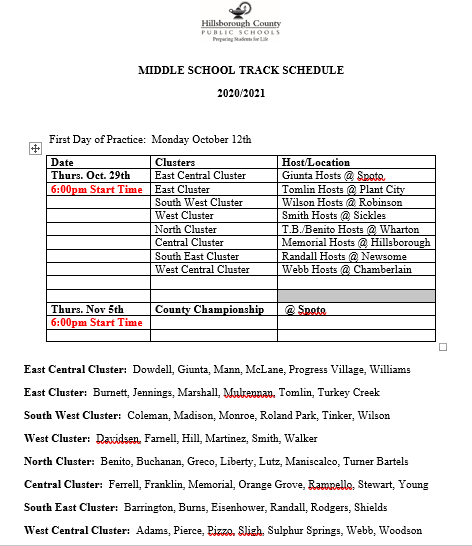 Track Schedule Track Schedule