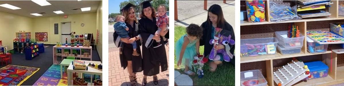 photos of teen parents and early childhood classroom