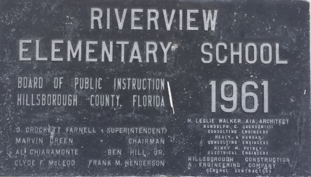 Riverview Elementary School plaque 1961 