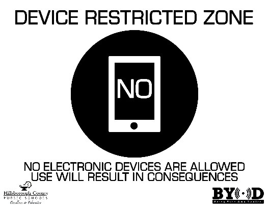 Device Restricted Zone: No Electronic Devices are Allowed Use Will Result in Consequences  